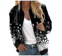 2025 Blouson Bomber Femme veste de transition lâche Imprimé Fleuri Chic Et Elegant demi-saison Court fermeture clair intégrale col montant d'été fine pour sportive