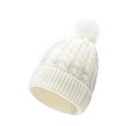 2025 - Bonnet bébé enfant bonnet tricoté pour garçon Chapeau doublé coton hiver à pompon Chapeau d'hiver Trapper, Blanc., taille unique