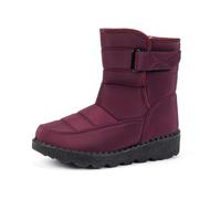 2025 Bottes de neige d'hiver pour femme, chaudes, doublées en polaire, chaussures d'extérieur décontractées pour le confort par temps froid Chaussures confortables pour femmes Largeur H Avec, rouge