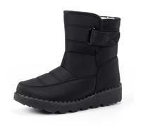 2025 Bottes de neige d'hiver pour femme, chaudes, doublées en polaire, chaussures d'extérieur décontractées pour le confort par temps froid Chaussures confortables pour femmes Largeur H Avec, Noir