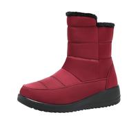 2025 Bottes de Neige Hiver Femme Chaudes Doublure Polaire Antidérapantes Chaussures de Loisirs en Plein Air pour Confort par Temps Froid Chaussures Argent Femme Talon Bloc, rouge, 41 EU