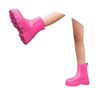2025 Bottes d'eau doublées pour femme - Antidérapantes et respirantes - Chaussures de pluie confortables - Chaussures de jardin à enfiler, Rose, 39 EU