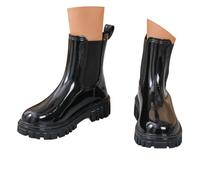 2025 Bottes d'eau doublées pour femme - Antidérapantes et respirantes - Chaussures de pluie confortables - Chaussures de jardin à enfiler - Bottines d'été pour femme - Noir, Noir , 36 EU