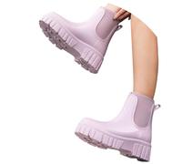 2025 Bottes d'eau doublées pour femme - Antidérapantes et respirantes - Chaussures de pluie confortables - Chaussures de jardin à enfiler, Rose clair, 38 EU