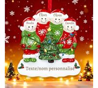 2025 Boule de Noël Personnalisée - Décoration Nom Gravé sur Bonhomme de Neige en Résine - Ornement pour Arbre & Deco Noël Intérieur - Cadeau de Premier Noël et Nouvelle Maison (Famille 4)