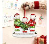 2025 Boule de Noël Personnalisée - Décoration Nom Gravé sur Bonhomme de Neige en Résine - Ornement pour Arbre & Deco Noël Intérieur - Cadeau de Premier Noël et Nouvelle Maison (Famille 3)