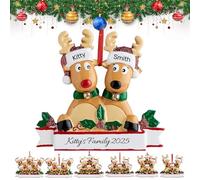 2025 Boule de Noel Personnalisée - Personnalisée avec 2/3/4/5/6/7/8 Noms de Famille, Pendentif Décoration cerf de Noël, Personnalisable Cadeaux de Noël pour la Famille Le Partenaire et Les Amis