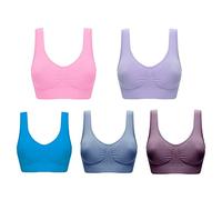 2025 Brassière Sport Femme Lot de 3/5 Soutiens-Gorge de Sport Yoga pour Femmes Grande Taille Pas Cher Brassière Femme sans Armature sous-Vêtements Soutien Moyen Coussinets Amovibles Fitness Yoga