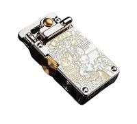 2025 Briquet à kérosène réutilisable à flamme douce, briquet à kérosène rétro à bascule classique coupe-vent for l'extérieur, les voyages, le camping (carburant non inclus)(Bronze 3)