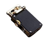 2025 Briquet à kérosène réutilisable à flamme douce, briquet à kérosène rétro à bascule classique coupe-vent for l'extérieur, les voyages, le camping (carburant non inclus)(Black)