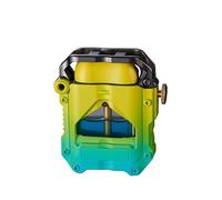 2025 Briquet à kérosène Steampunk Cool, Briquet Transparent avec lumière LED Bleue, Briquet mécanique Trench, Cadeau for Les Amis et la Famille (Carburant Non Inclus)(Gold)