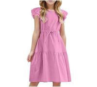 2025 Cadeau Fille Robe de Princesse Mariage sans Manches Robe Enfants Filles Chic et Elegant Léger Fluide Soirée Ceremonie Vacances Robes d'été légère Dress de Plage Vêtements Pas Cher 4-14 ans