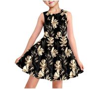 2025 Cadeau Fille robe ete - légère - Ligne A - Manches courtes - Mini robes de fête soirée ceremonie vacances - Imprimé robes enfant fille chic et elegant - Décontractée - Âge 3 à 14 ans