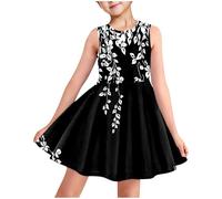 2025 Cadeau Fille robe ete - légère - Ligne A - Manches courtes - Mini robes de fête soirée ceremonie vacances - Imprimé robes enfant fille chic et elegant - Décontractée - Âge 3 à 14 ans