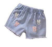2025 Cadeau Fille Short en Jean Pantalon Court en Jean Ado Ete Fluide Large Short été Filles Ample Chic Casual Sport Plage Vacances Confortable Shorts et Bermudas en Coton