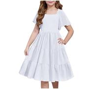 2025 Cadeau Robe Fille Printemps Ete Longue Loisirs de Fête Pas Cher Swing Robe Filles Chic et Elegant Léger Fluide Vetement Robes de Fête Anniversaire Soirée Cocktail Dress 3-14 Ans