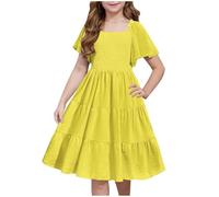 2025 Cadeau Robe Fille Printemps Ete Longue Loisirs de Fête Pas Cher Swing Robe Filles Chic et Elegant Léger Fluide Vetement Robes de Fête Anniversaire Soirée Cocktail Dress 3-14 Ans