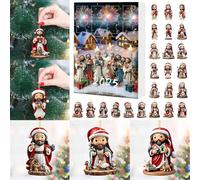 2025 Calendrier De Compte À Rebours De Noël | Calendrier De Compte À Rebours Avec 24 Ornements De Jésus - Accessoires De Scène 2D En Acrylique Souvenir De Collection,Pour Étudiants Adolescents Adultes