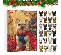 2025 Calendrier De L'Avent | 24 Jours Pendentif 2D Avent 2025 | Compte À Rebours Fêtes Pendentif Bouledogue Français - Pour Sac À Main Sac Intérieur Chambre Mur Porte Arbre Fête