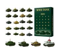 2025 Calendrier de l'Avent du réservoir de la Seconde Guerre mondiale - Pendeur de réservoir de calendrier de Noël de Noël, 24 jours de panzer emblématique pour les collectionneurs de modèles, buffs