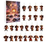 2025 Calendrier Du Compte À Rebours De Noël Du Teckel | Calendrier De Compte À Rebours De Noël 24 Jours Avec 24 Décorations Teckel En Acrylique 2D Pour En-fants Et Adultes, Décoration D'intérieur (B)