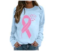 2025 Cancer du Sein Octobre Rose T-Shirt Ruban Rose de Sensibilisation au Cancer du Sein d'Octobre T-Shirt Sweatshirt Grande Taille T-Shirts à Manches Longues Femme Mode Pas Cher Col Rond Sweat Pull