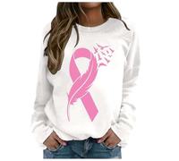 2025 Cancer du Sein Octobre Rose T-Shirt Ruban Rose de Sensibilisation au Cancer du Sein d'Octobre T-Shirt Sweatshirt Grande Taille T-Shirts à Manches Longues Femme Mode Pas Cher Col Rond Sweat Pull