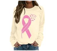 2025 Cancer du Sein Octobre Rose T-Shirt Ruban Rose de Sensibilisation au Cancer du Sein d'Octobre T-Shirt Sweatshirt Grande Taille T-Shirts à Manches Longues Femme Mode Pas Cher Col Rond Sweat Pull