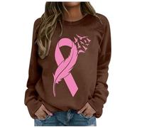 2025 Cancer du Sein Octobre Rose T-Shirt Ruban Rose de Sensibilisation au Cancer du Sein d'Octobre T-Shirt Sweatshirt Grande Taille T-Shirts à Manches Longues Femme Mode Pas Cher Col Rond Sweat Pull