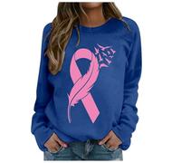 2025 Cancer du Sein Octobre Rose T-Shirt Ruban Rose de Sensibilisation au Cancer du Sein d'Octobre T-Shirt Sweatshirt Grande Taille T-Shirts à Manches Longues Femme Mode Pas Cher Col Rond Sweat Pull