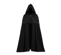 2025 Cape à capuche Hommes Médiévale Halloween Carnaval Renaissance Gothic Robe Poncho Vêtements Manteau pour Hommes Cosplay Masquerade de sorcière Costume Chevalier adulte Taille Noire Déguisement
