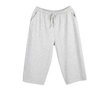 2025 Capris Hommes Cuissardes Thin Tenue Salon Pantalons Amples Pyjamas Maison Pantalons Peignoir Homme Luxe, gris, 3XL