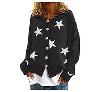 2025 Cardigan Femme Chic Et Elegant- Pull Crochet Imprimé Étoile en Tricot Style Casual Y2K Veste Coupe Ample Doux Confortable De Tous Les Jours Passe-Partout Tempérament Streetwear Manteau
