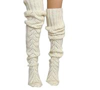 2025 Chaussettes Hautes Femme - Chaussettes Hautes éPaisses chaussettes à volants Lumineux et coloré Chaussettes en coton avec volants Bas Autofixant Femme Opaque Pour Mollets Larges Taille
