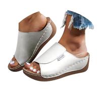 2025 Chaussons d'été élégants pour femme avec talon compensé Sandales orthopédiques ouvertes confortables soutien arc pantoufle mode décontracté léger pantoufles bout ouvert antidérapant élégant