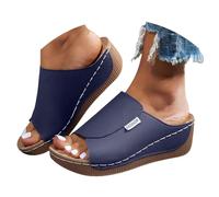 2025 Chaussons d'été élégants pour femme avec talon compensé Sandales orthopédiques ouvertes confortables soutien arc pantoufle mode décontracté léger pantoufles bout ouvert antidérapant élégant