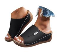2025 Chaussons d'été élégants pour femme avec talon compensé Sandales orthopédiques ouvertes confortables soutien arc pantoufle mode décontracté léger pantoufles bout ouvert antidérapant élégant