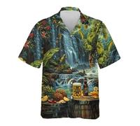 2025 Chemise à manches courtes pour homme, chemise boutonnée tropicale, chemise de plage d'été pour homme, chemises à manches longues, Vert armée., M