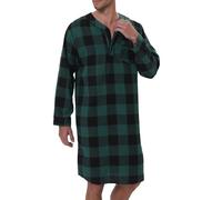 2025 Chemise de nuit pour homme avec poches à carreaux en flanelle mélangée à manches longues Pantalon de pyjama à carreaux pour homme, vert, L