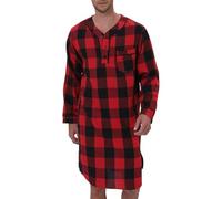 2025 Chemise de nuit pour homme avec poches à carreaux en flanelle mélangée à manches longues Pantalon de pyjama à carreaux pour homme, rouge, L