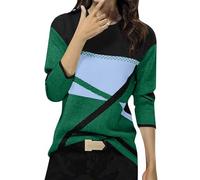 2025 Chemise Femme Chic et Elegant Printemps Automne Mode Basic Top T-Shirt à Manches Longues Col Rond Colorblock Pull Tunique Slim fit Casual Impression Géométrique Sweatshirt Blouse Tops