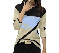 2025 Chemise Femme Chic et Elegant Printemps Automne Mode Basic Top T-Shirt à Manches Longues Col Rond Colorblock Pull Tunique Slim fit Casual Impression Géométrique Sweatshirt Blouse Tops