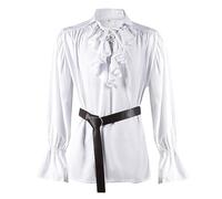 2025 Chemise Médiévale Homme Manches Bouffantes- Chemise Pirate Volants Couleur Unie Coupe Ample Vintage Cour Blouse Casual Chic Renaissance Victorienne Halloween Carnaval De Spectacle Haut