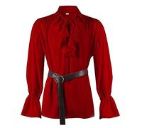 2025 Chemise Médiévale Homme Manches Bouffantes- Chemise Pirate Volants Couleur Unie Coupe Ample Vintage Cour Blouse Casual Chic Renaissance Victorienne Halloween Carnaval De Spectacle Haut