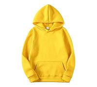 2025 - Chemisier pour hommes et femmes - Hiver - Loisirs - Pull à capuche - Couleur unie - Doux - Bob - Sweat-shirt, jaune, XXL