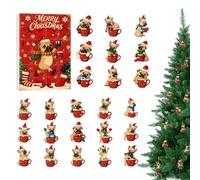 2025 Chien Noël Compte À Rebours Calendrier | 2D Acrylique Chiens Mignons Ornaments Arbre De Noël Décorations Compte À Rebours Calendrier | Créatif French Bulldog Pendentifs Set Pour La Maison (D)