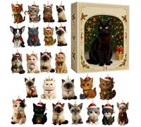 2025 Christmas Advent | 24 Days Countdown Calendar with Cat Pendants | Acrylic Christmas Home Decor Ornaments | for Collectors, Kids, Men, Women, Holiday, December, Living Room, Bedroom, Office,