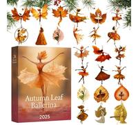 2025 Christmas Advent Calendars - 2D Acrylic Autumn Leaves Ballerina Decor | 24 Days Countdown Ornaments For Ballet Lovers, Dancers, Women | Perfect For Tree, Wall, Car & Holiday Vacations