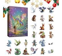 2025 Christmas Advent Dragon - 24 Day 2D Acrylic Decorations - Christmas Dragon Ornaments Countdown - for Thanksgiving Holiday Birthday Party Offices Home Room Door Window Tree School Dormitory