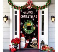 2025 Christmas and Halloween Front Door Cover, Christmas and Halloween Front Door Cover Decoration, A Fun and Festive Decor for Home Outdoor Indoor Ornament (1)